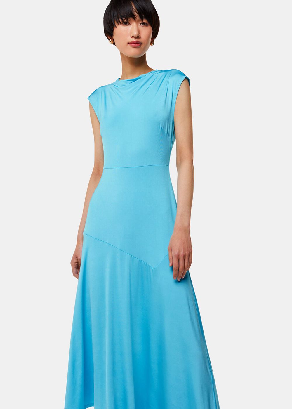 Whistles Iris Asymmetric Jersey Dress Turquoise | US-35960ALCK