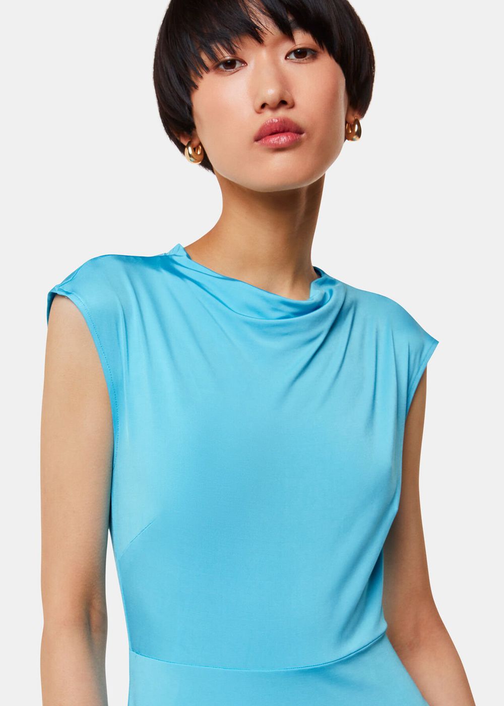 Whistles Iris Asymmetric Jersey Dress Turquoise | US-35960ALCK