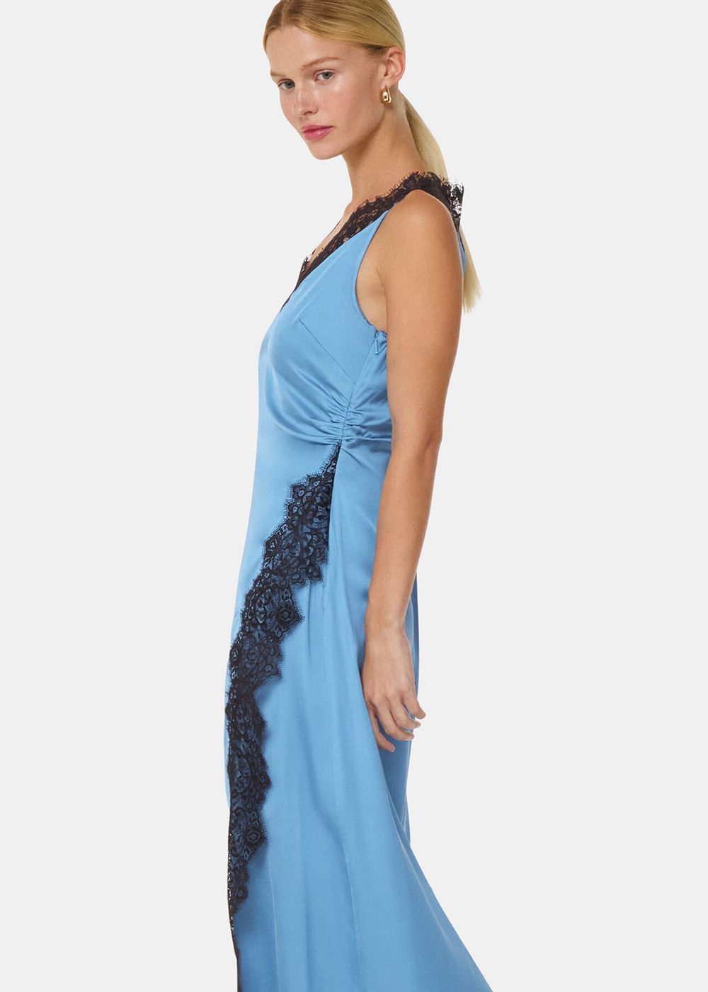 Whistles Iris Lace Detail Wrap Dress Blue / Multicolor | US-75326ECAB