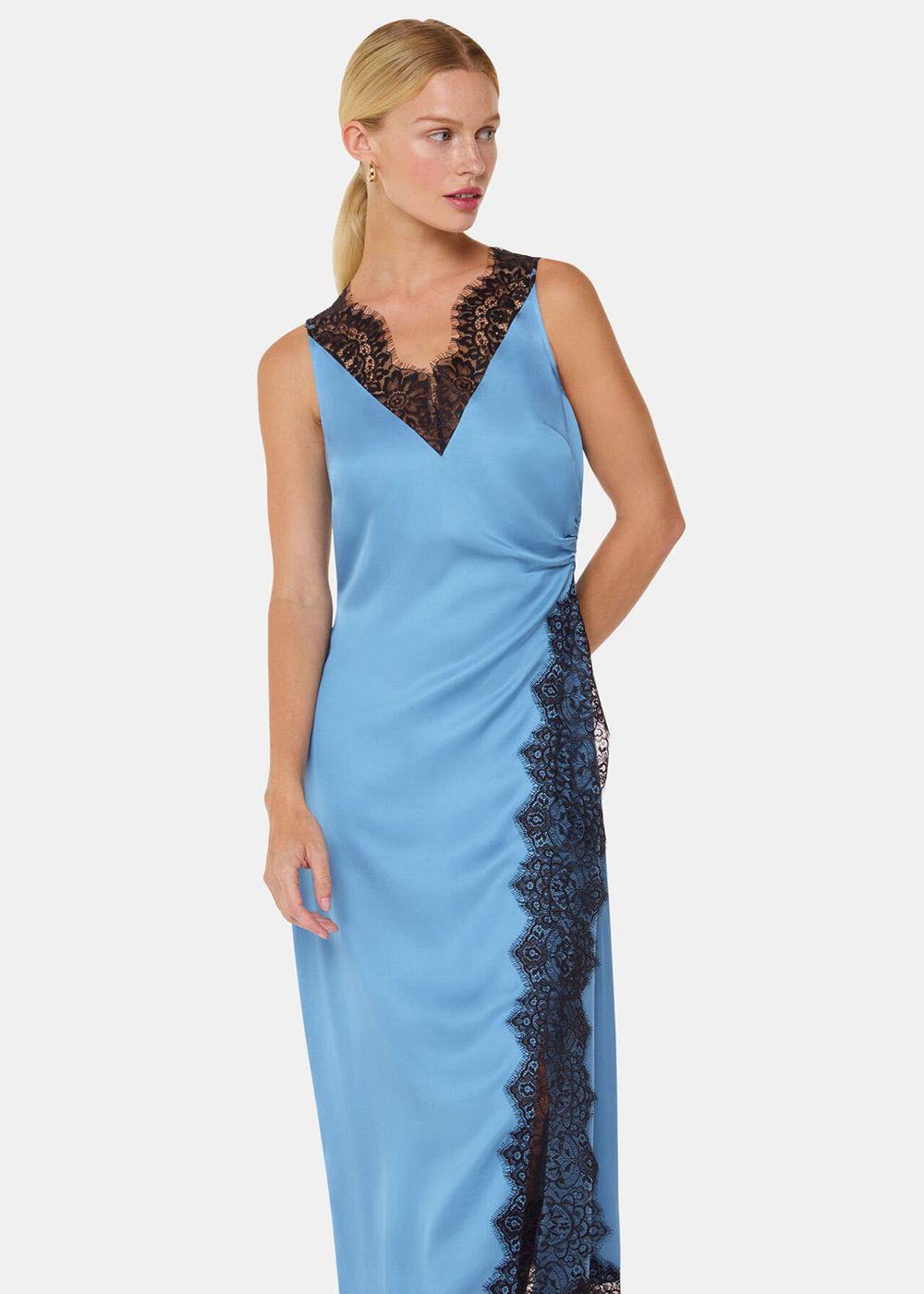 Whistles Iris Lace Detail Wrap Dress Blue / Multicolor | US-75326ECAB