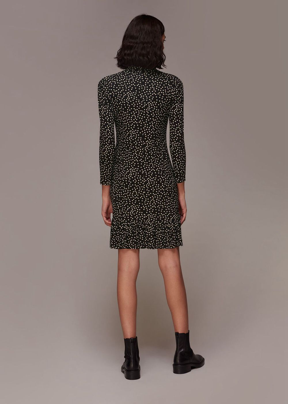 Whistles Irregular Spot Jersey Dress Black / Multicolor | US-52680ORWP