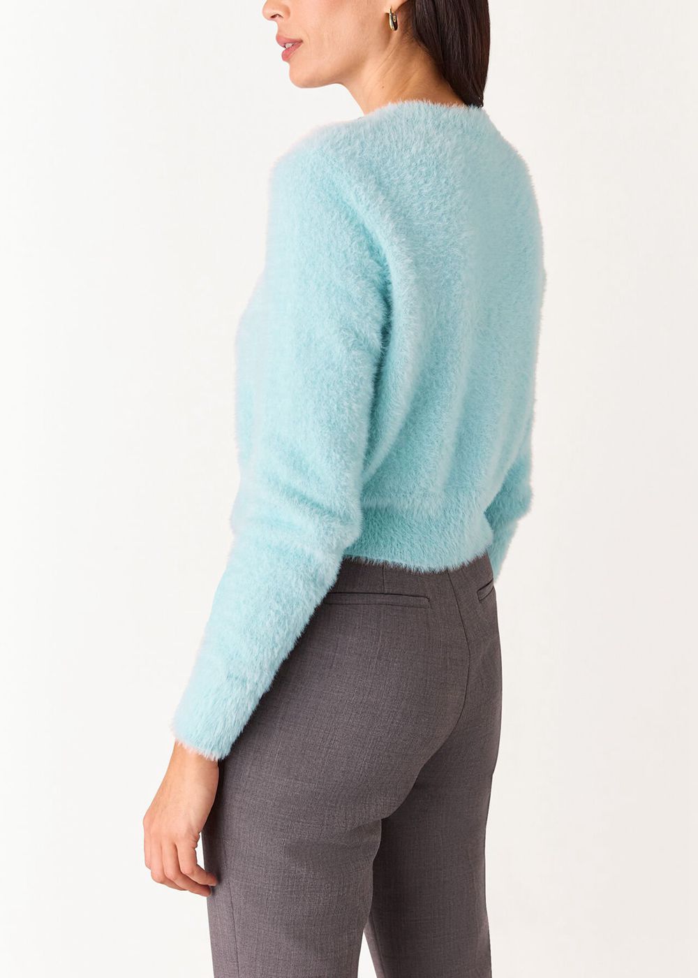 Whistles Isla Cropped Fluffy Cardigan Blue | US-94328ZMPU