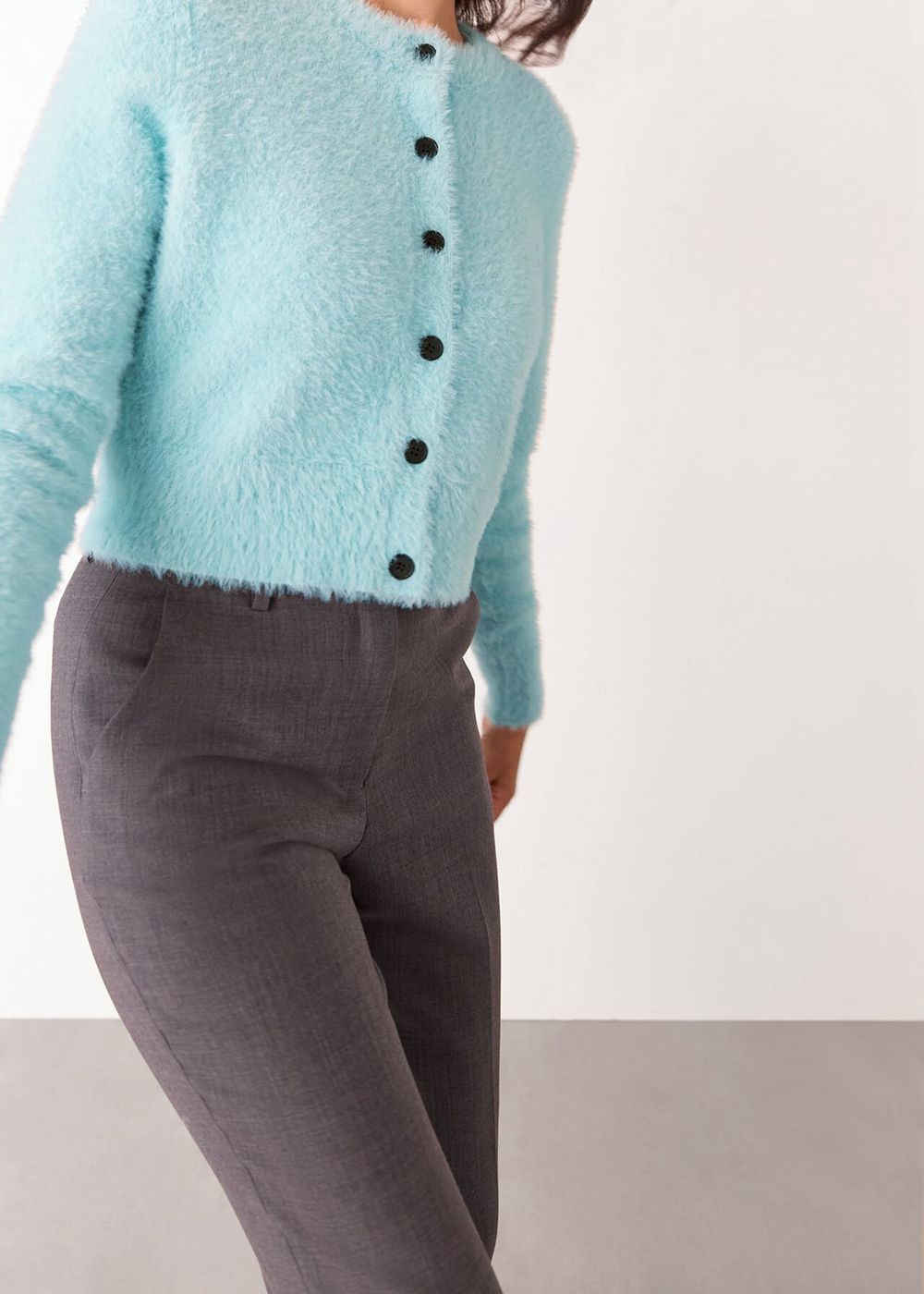 Whistles Isla Cropped Fluffy Cardigan Blue | US-94328ZMPU