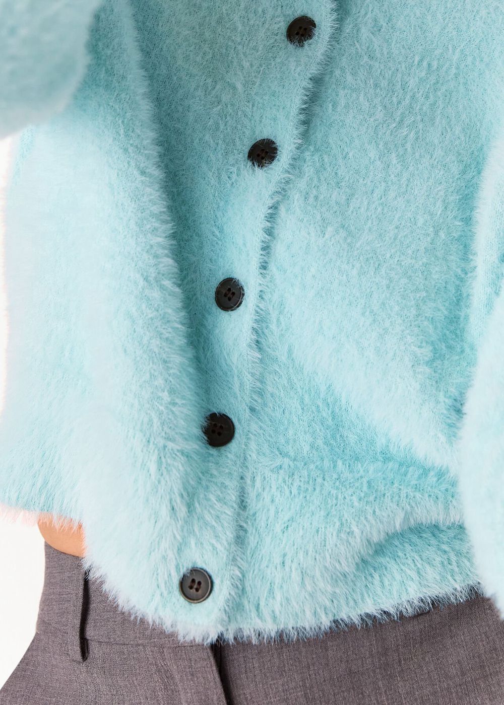 Whistles Isla Cropped Fluffy Cardigan Blue | US-94328ZMPU