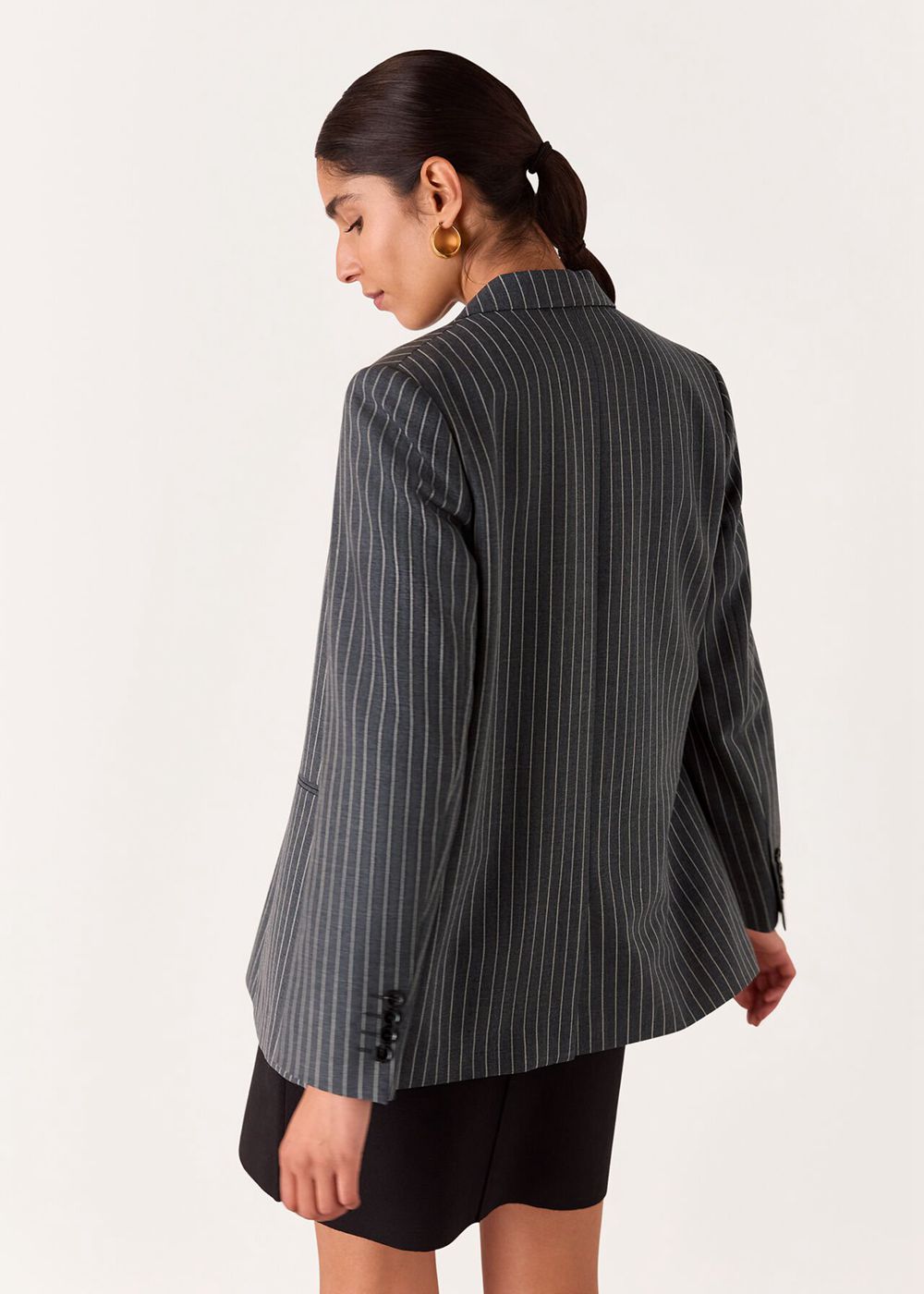 Whistles Isla Pinstripe Wool Blazer Grey / Multicolor | US-41573YHKD