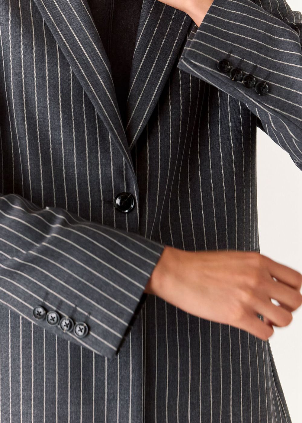 Whistles Isla Pinstripe Wool Blazer Grey / Multicolor | US-41573YHKD