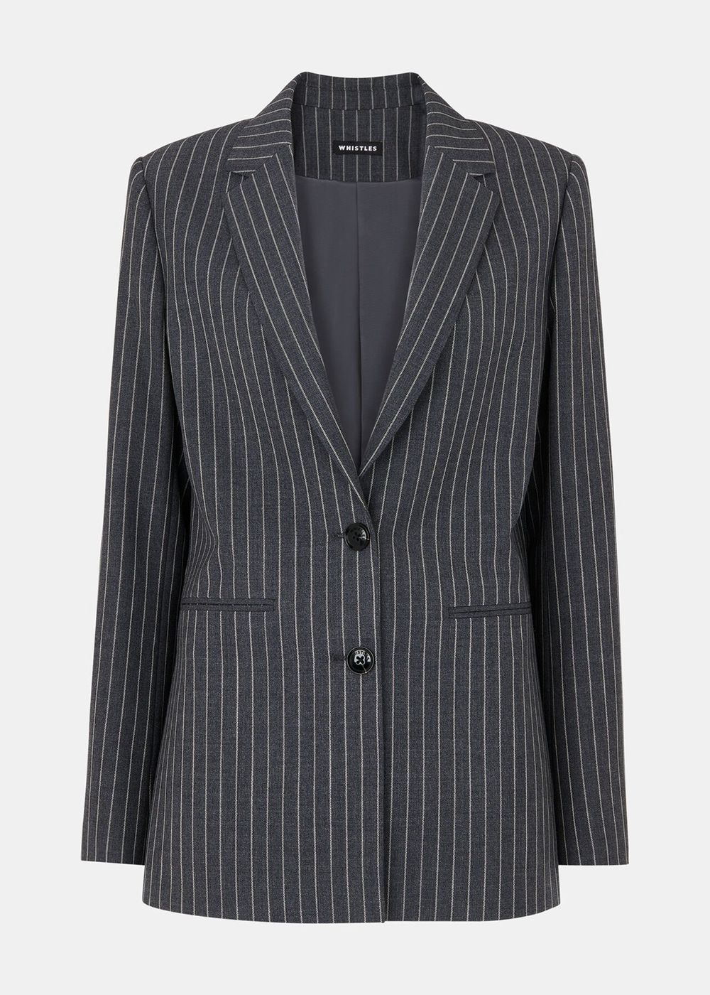 Whistles Isla Pinstripe Wool Blazer Grey / Multicolor | US-41573YHKD