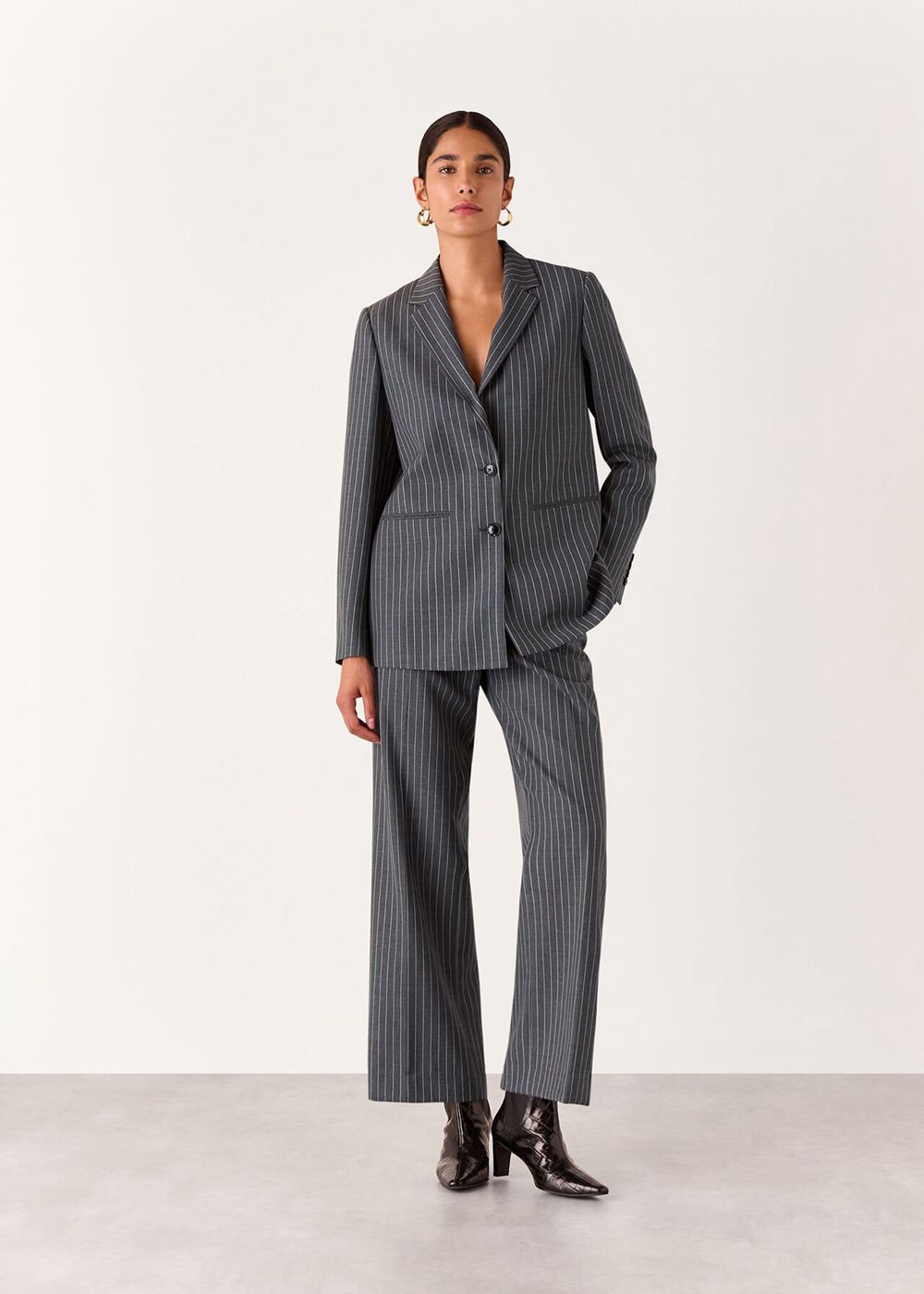 Whistles Isla Pinstripe Wool Pants Grey / Multicolor | US-39261VQLY