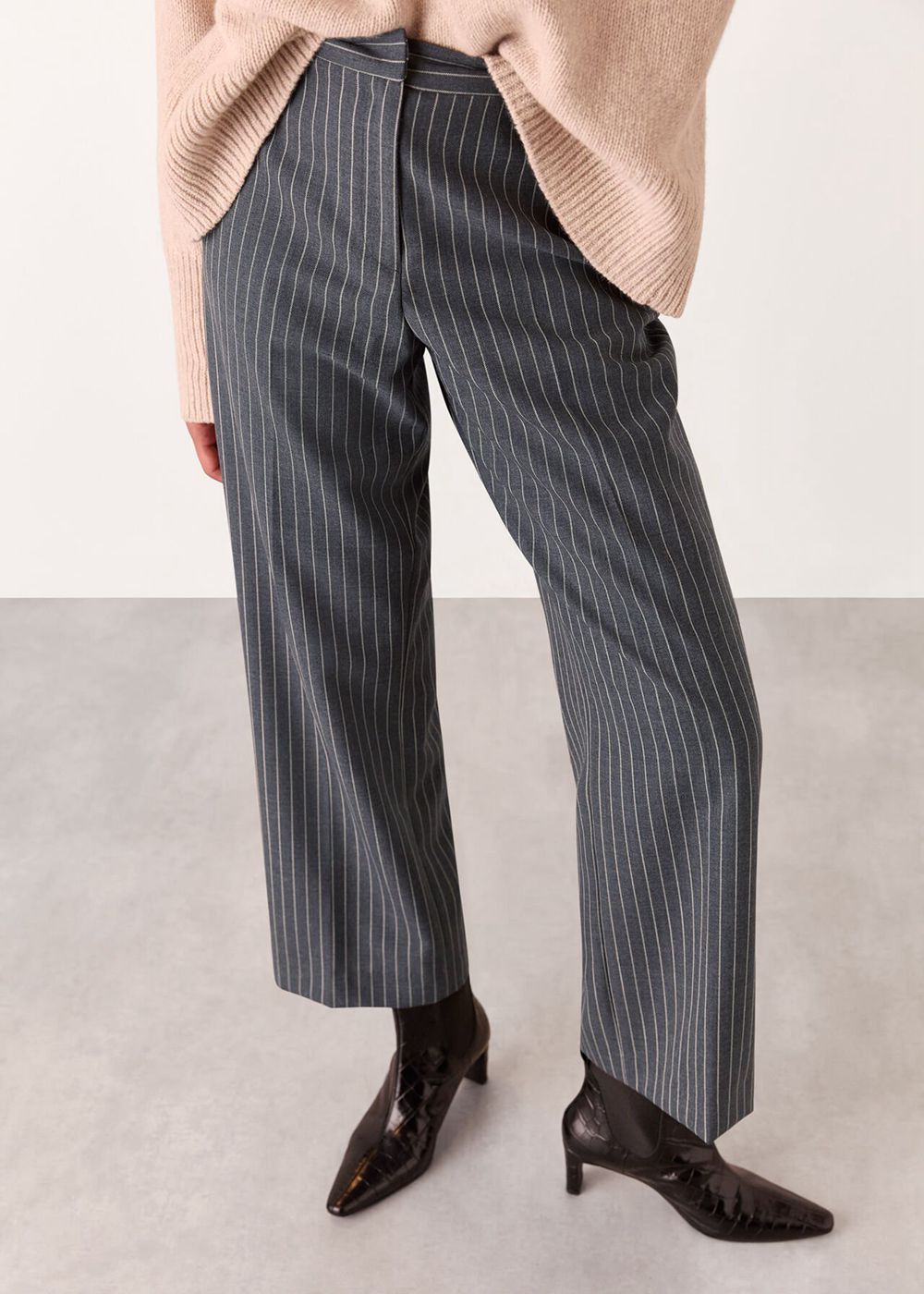 Whistles Isla Pinstripe Wool Pants Grey / Multicolor | US-39261VQLY