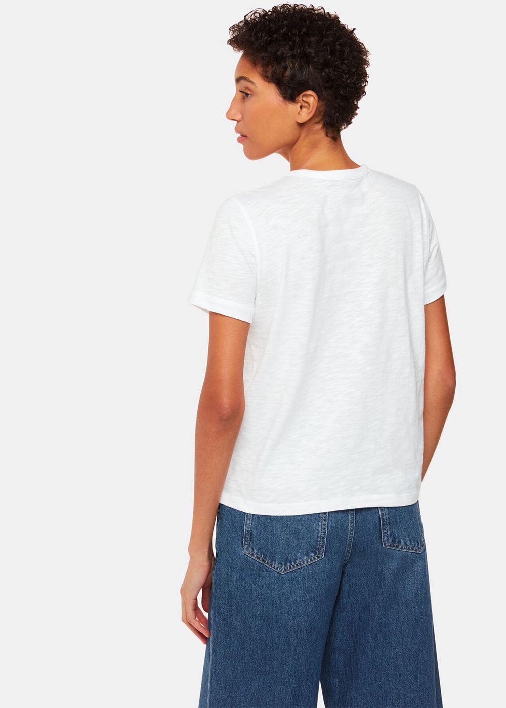 Whistles Isla Round Neck Button T-Shirt White | US-78512TCPH