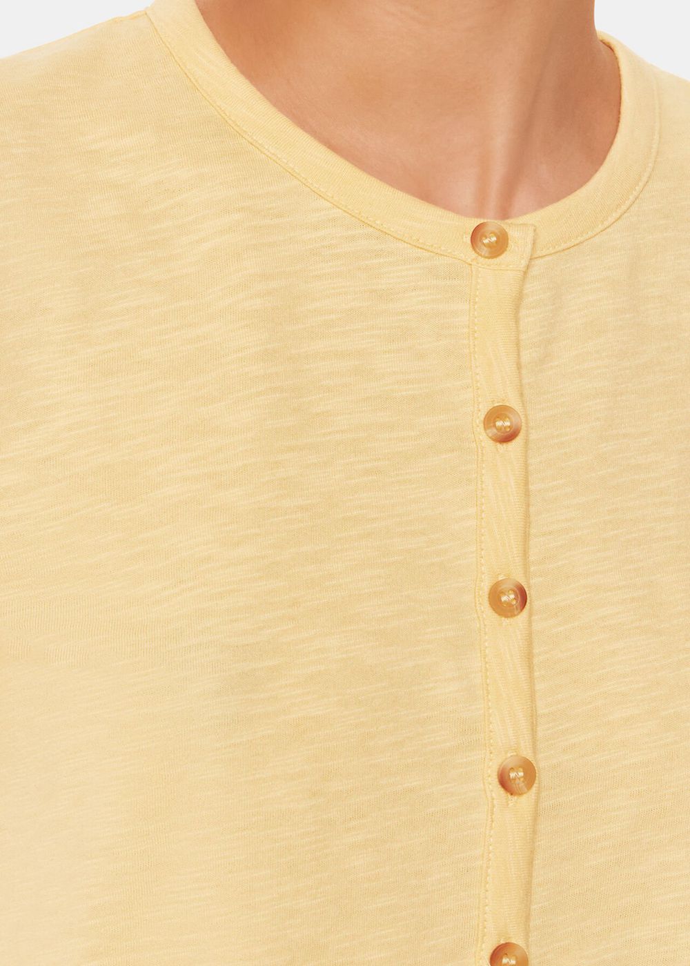 Whistles Isla Round Neck Button T-Shirt Yellow | US-32014EHIN