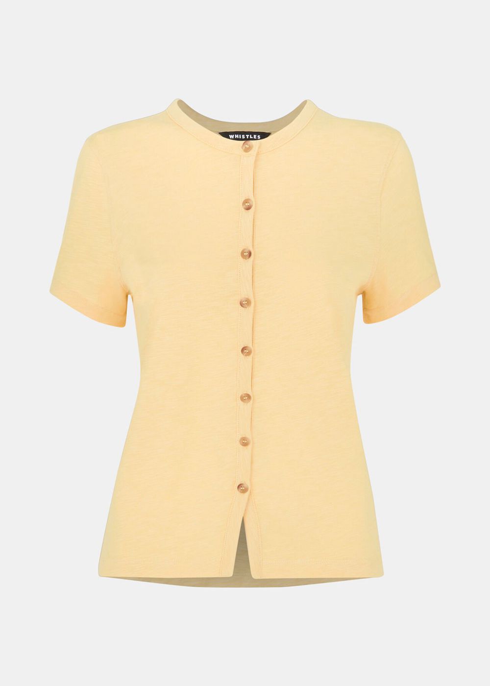 Whistles Isla Round Neck Button T-Shirt Yellow | US-32014EHIN