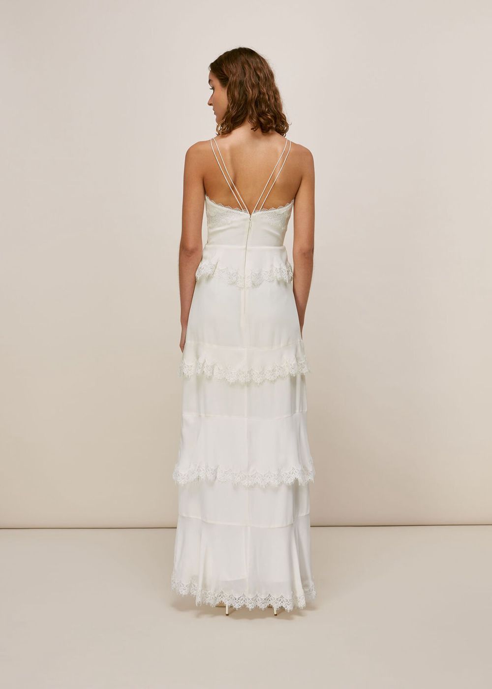 Whistles Isla Tiered Wedding Dress White | US-90817DCLM