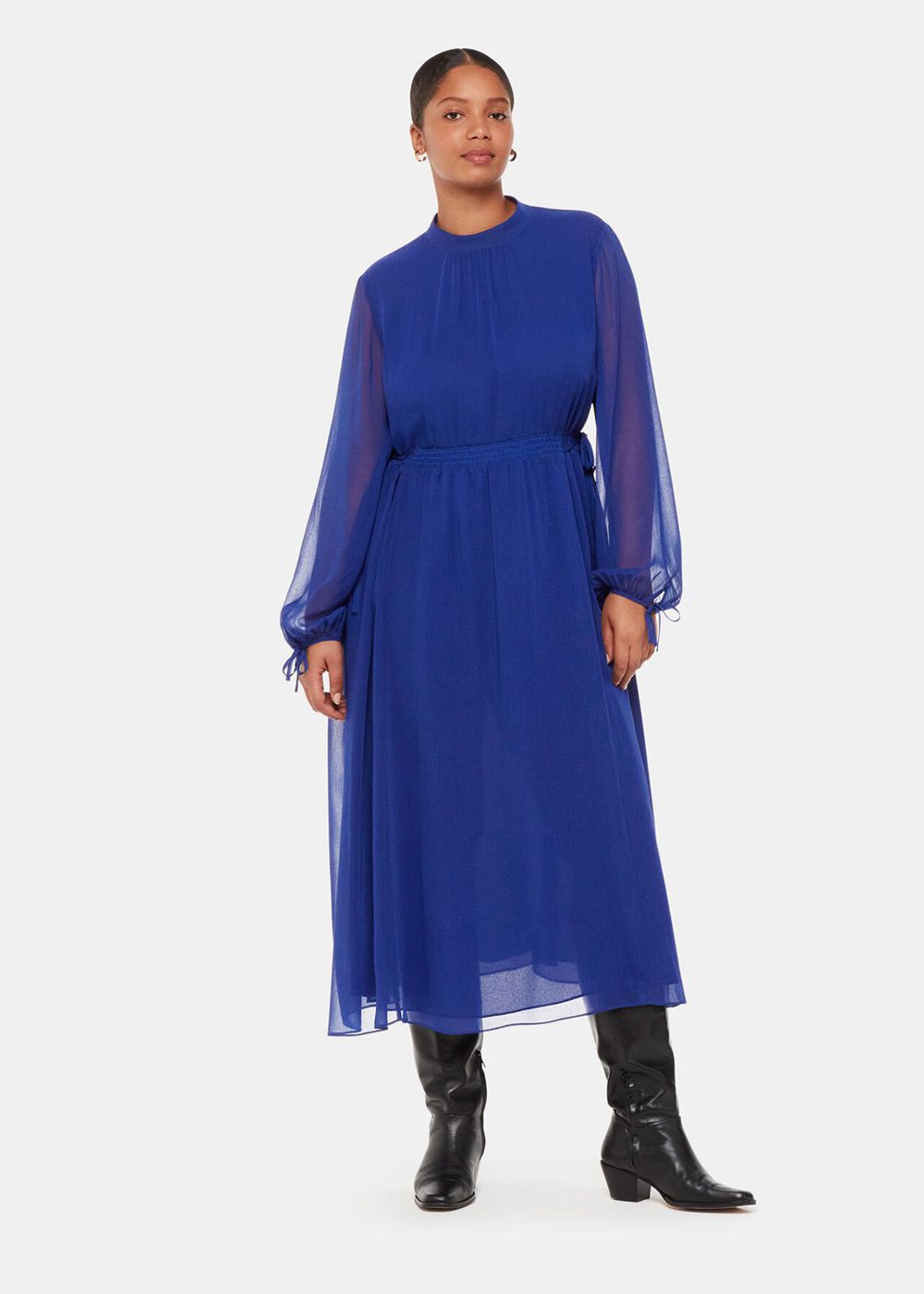 Whistles Ivy Midi Dress Blue | US-98364UZVK