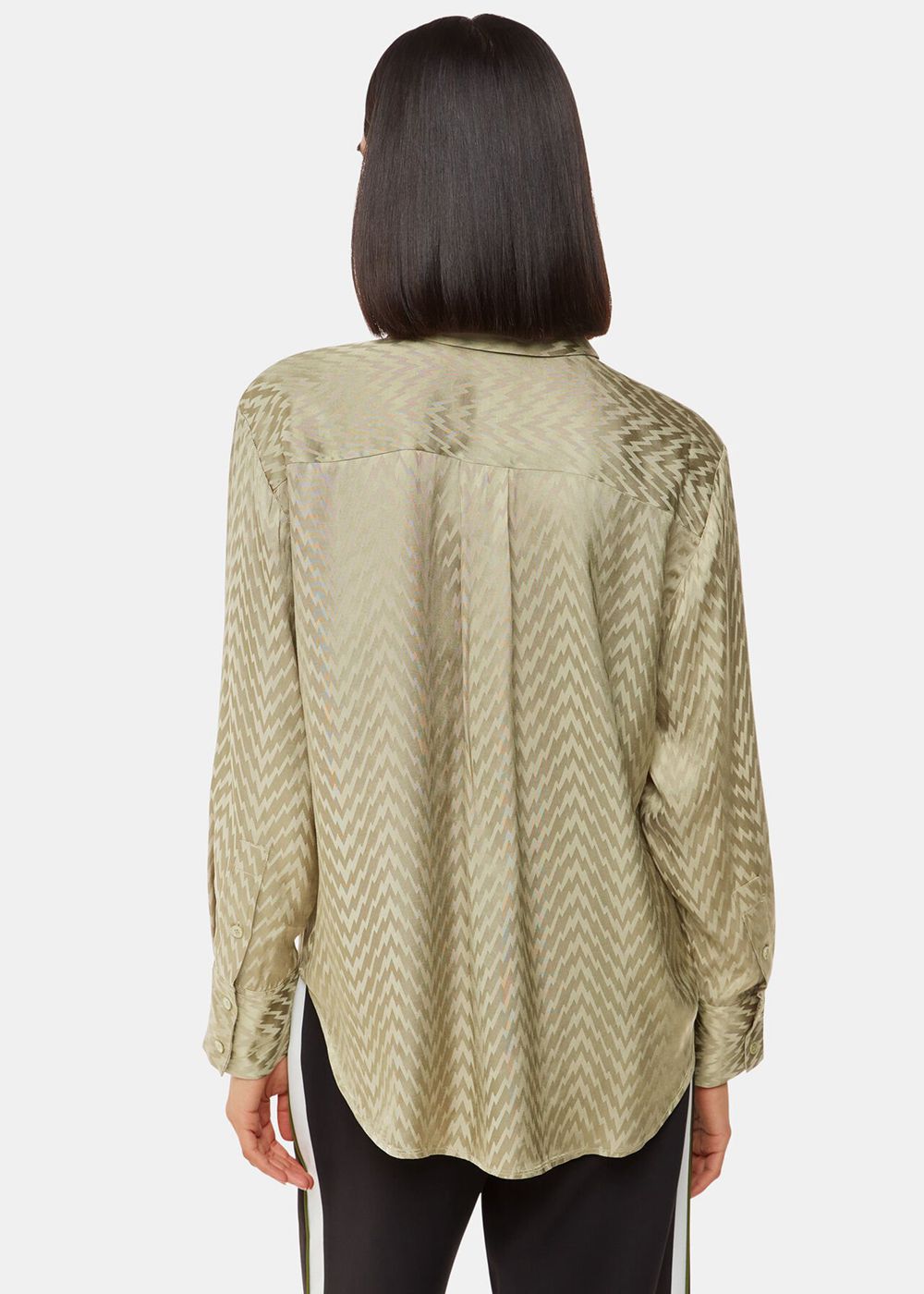 Whistles Jacquard Zig Zag Print Shirts Khaki | US-67149QWBR