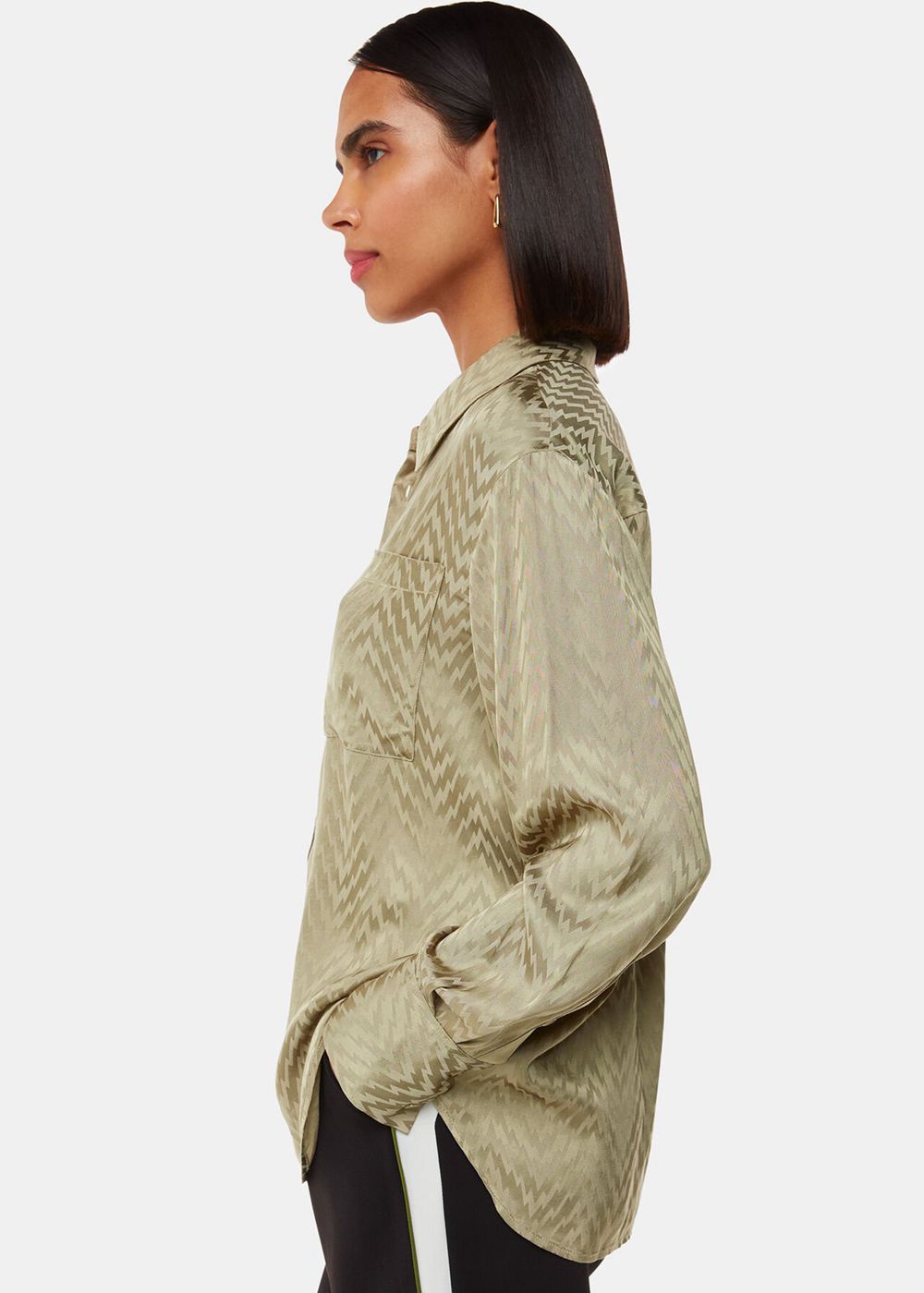 Whistles Jacquard Zig Zag Print Shirts Khaki | US-12384NWKZ