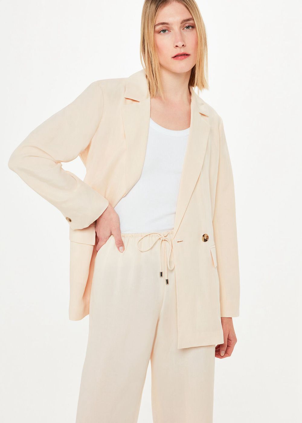 Whistles Jade Tie Front Blazer White / Multicolor | US-92843AQDI