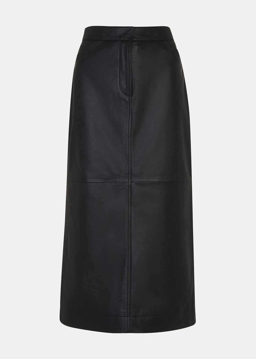 Whistles Jamie Leather Midi Skirts Black | US-74391DQLS