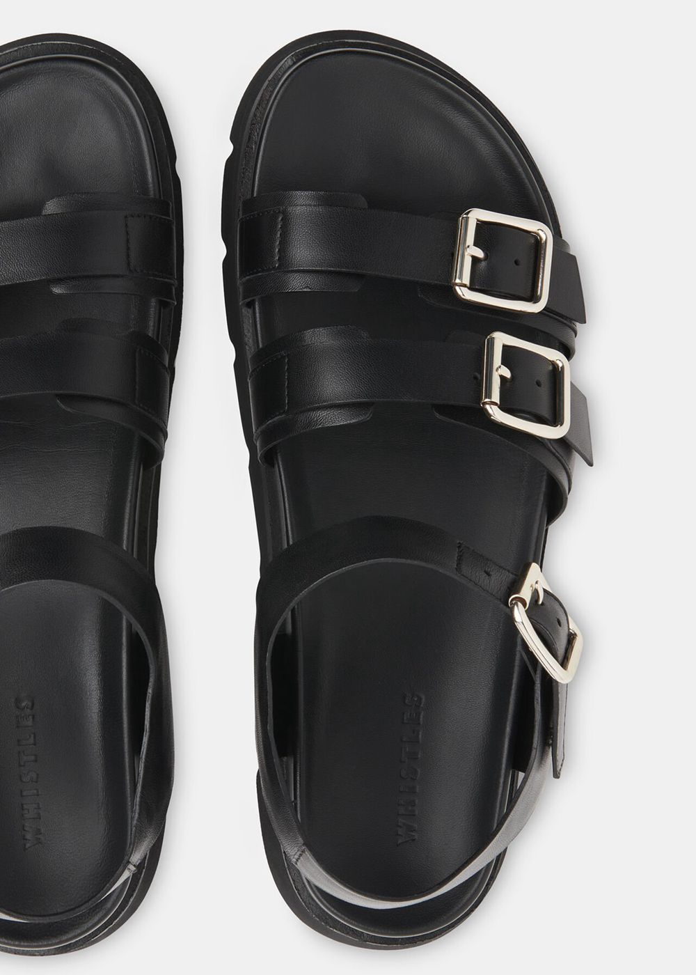 Whistles Jemma Triple Buckle Sandals Black | US-74156MZHF