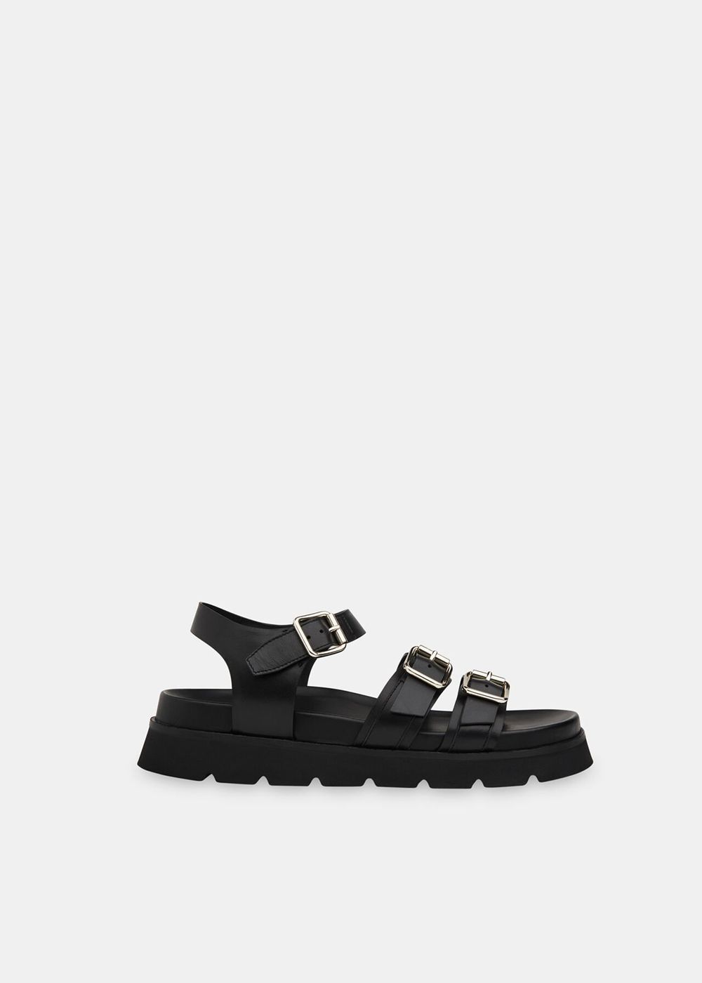 Whistles Jemma Triple Buckle Sandals Black | US-74156MZHF