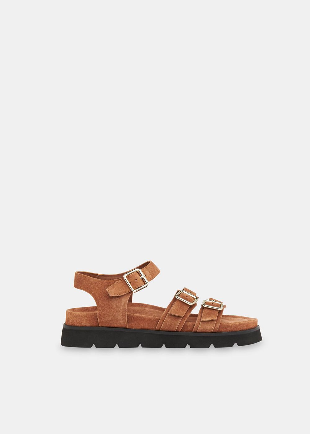 Whistles Jemma Triple Buckle Sandals Brown | US-07452MYJF