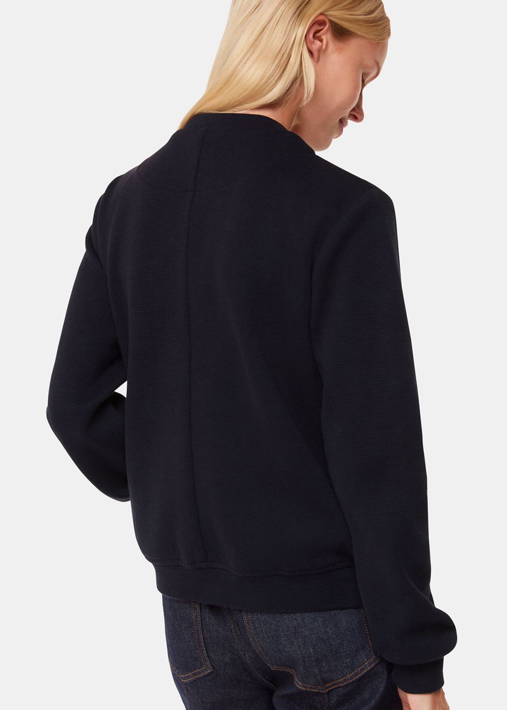 Whistles Jersey Bomber Jacket Navy | US-10697HFGZ