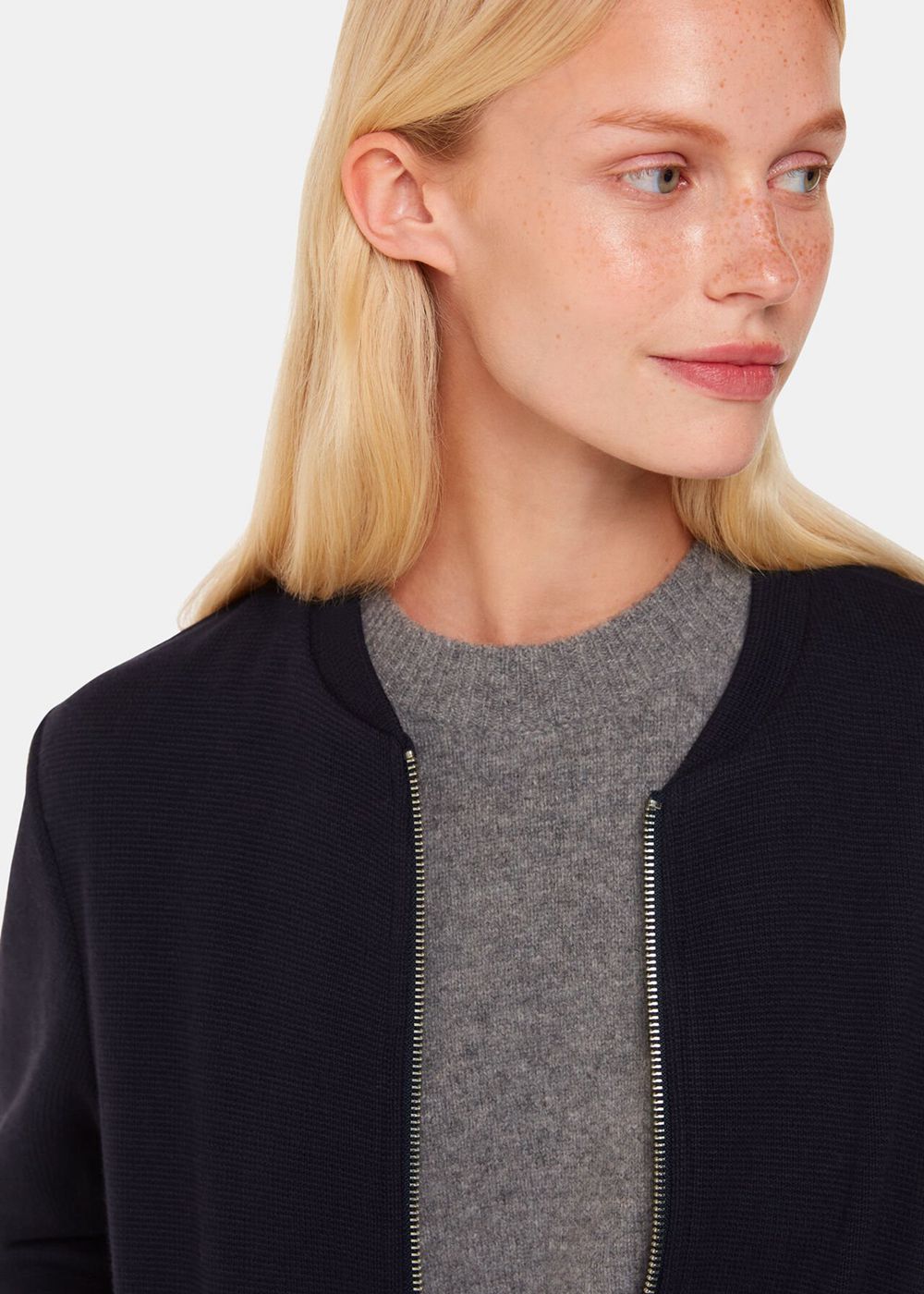 Whistles Jersey Bomber Jacket Navy | US-10697HFGZ