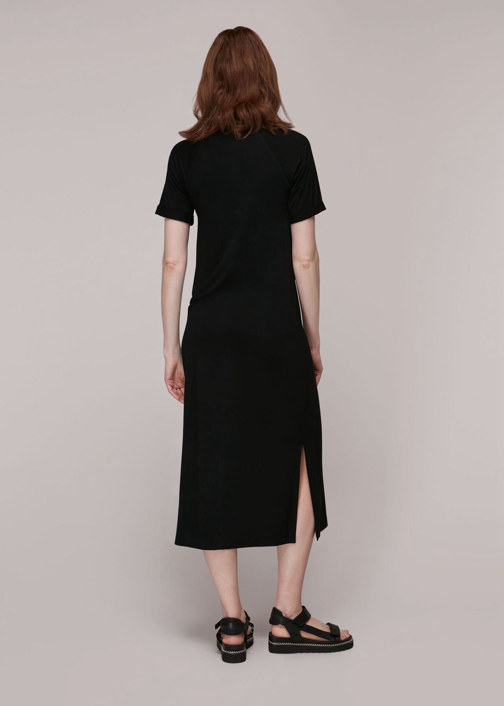 Whistles Jersey Longline Dress Black | US-38970YEIC