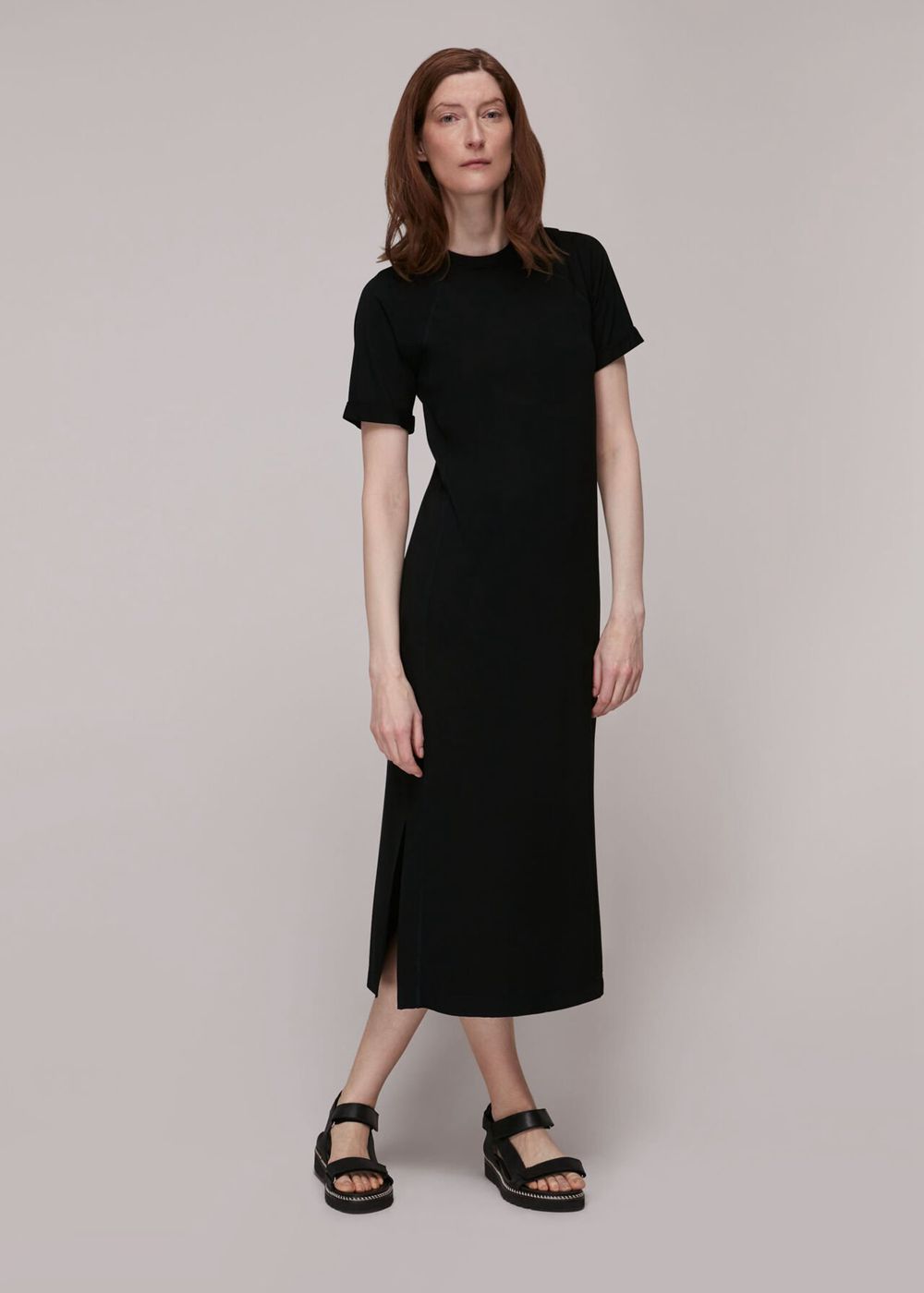 Whistles Jersey Longline Dress Black | US-38970YEIC