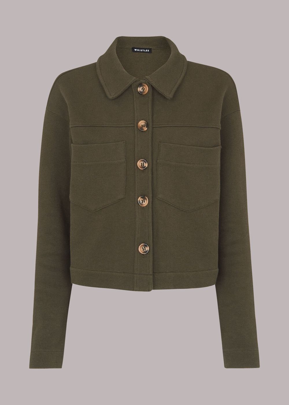 Whistles Jersey Utility Jacket Khaki | US-20756TBQV