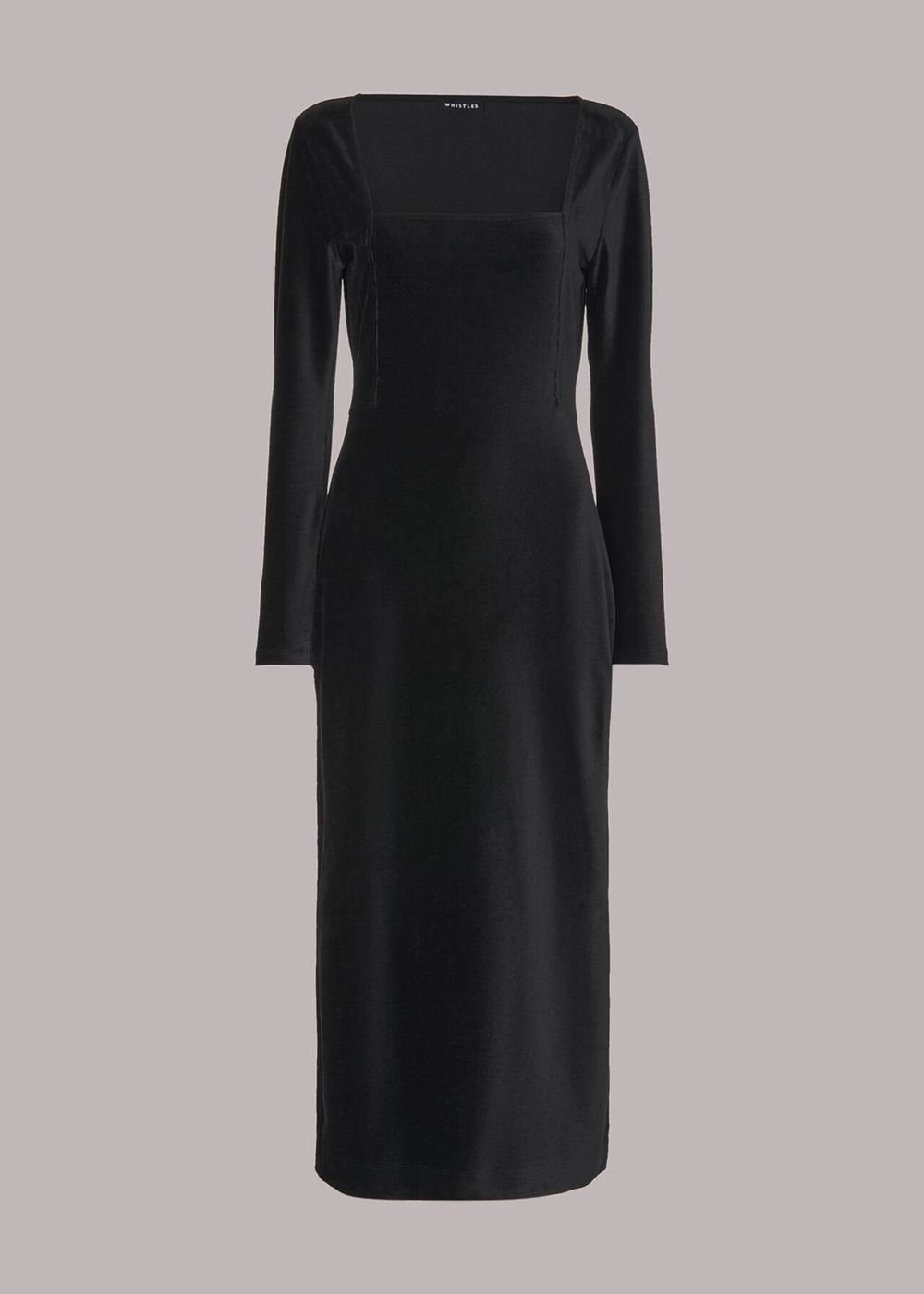 Whistles Jersey Velvet Midi Dress Black | US-10372TYOV