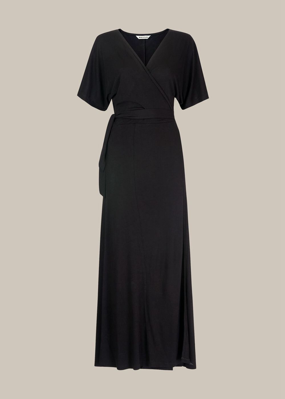 Whistles Jersey Wrap Midi Dress Black | US-56903BQRO