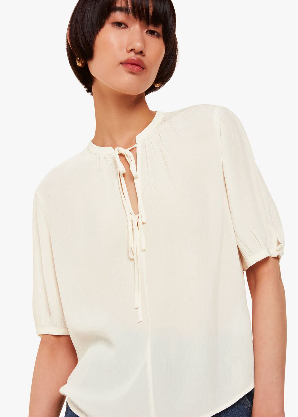 Whistles Jessie Tie Front Blouse White | US-28356DXBF