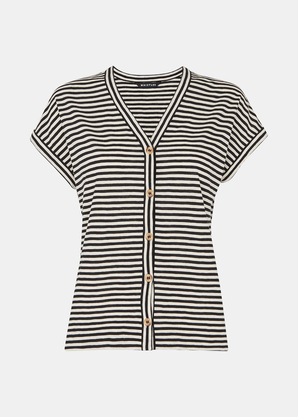 Whistles Jilly Stripe Button Top Black / Multicolor | US-68053STLZ