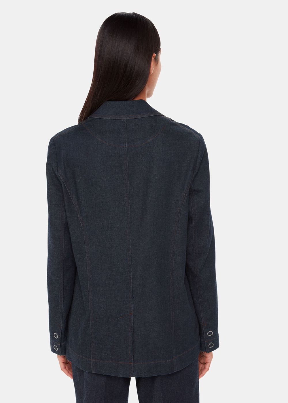 Whistles Joanna Denim Blazer Dark Blue | US-17394FLCU