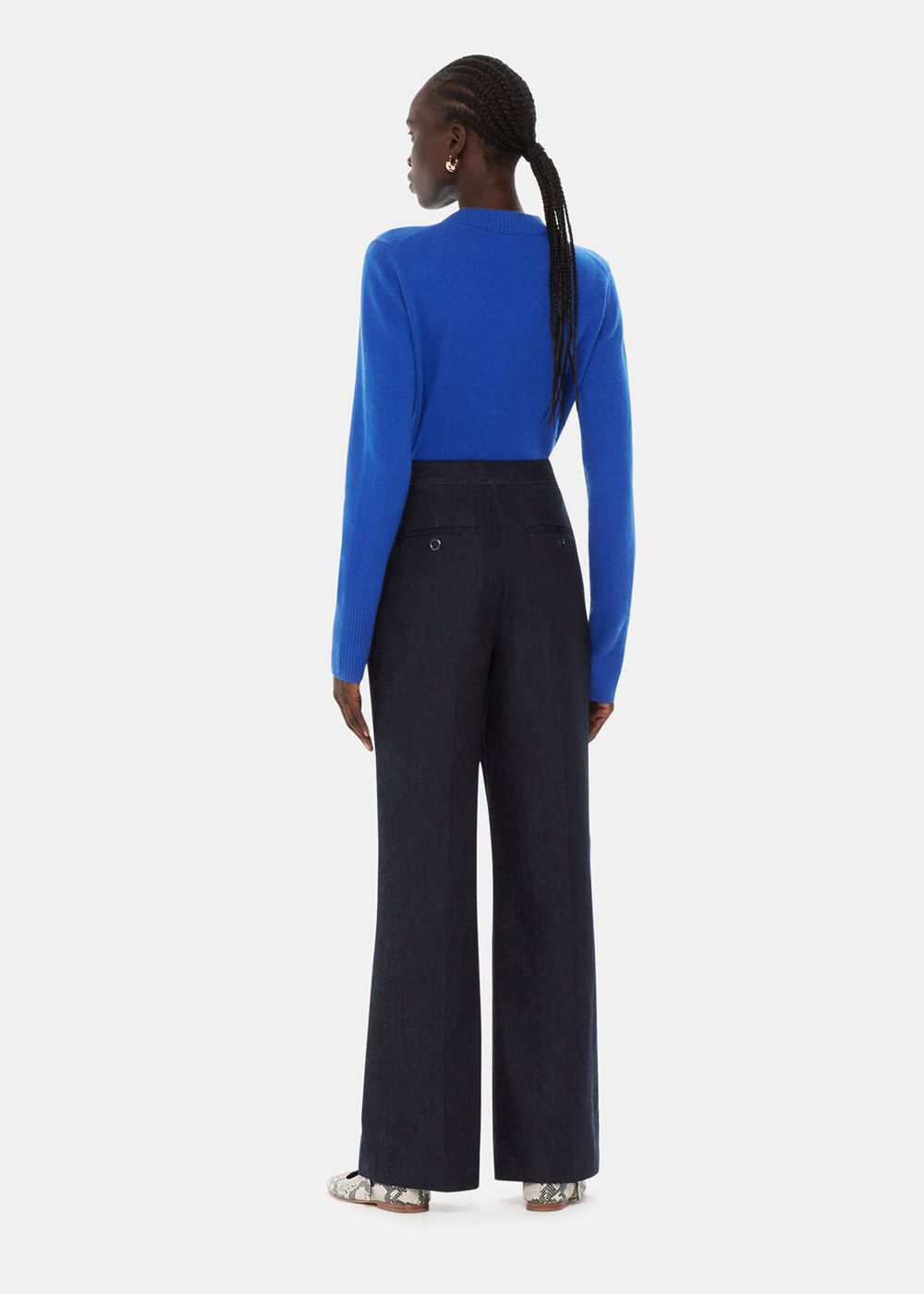 Whistles Joanna Denim Straight Pants Dark Blue | US-19703WQHE