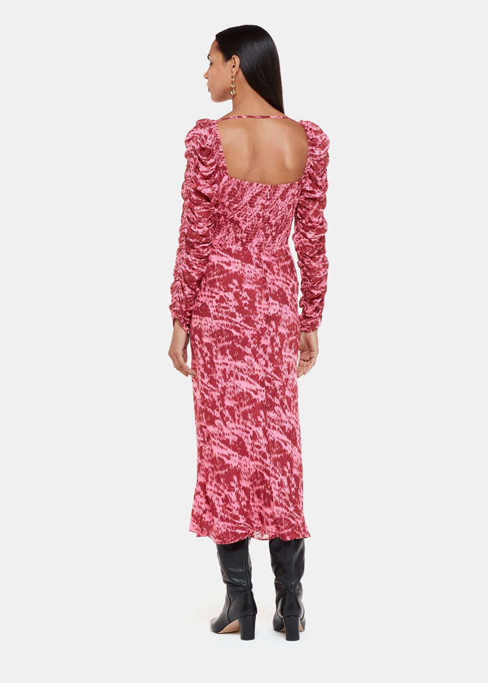 Whistles Jonie Sleek Texture Midi Dress Pink / Multicolor | US-68157ORPJ