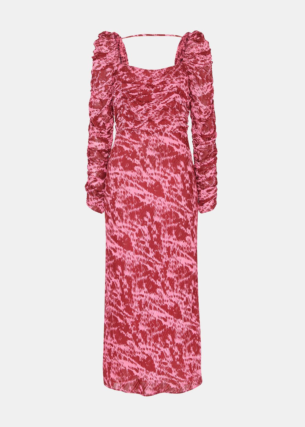 Whistles Jonie Sleek Texture Midi Dress Pink / Multicolor | US-68157ORPJ