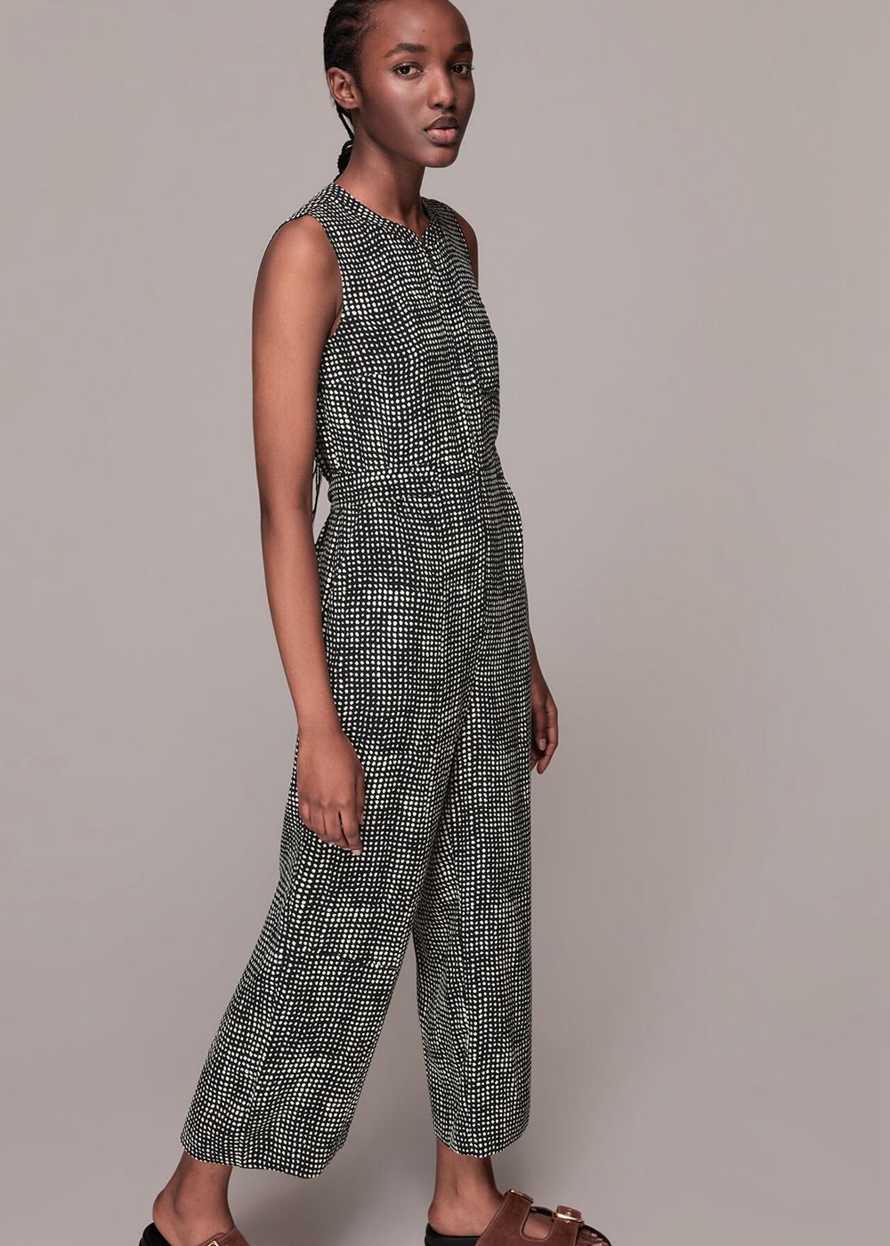 Whistles Josie Spotted Check Jumpsuit Black / Multicolor | US-08527LEGS