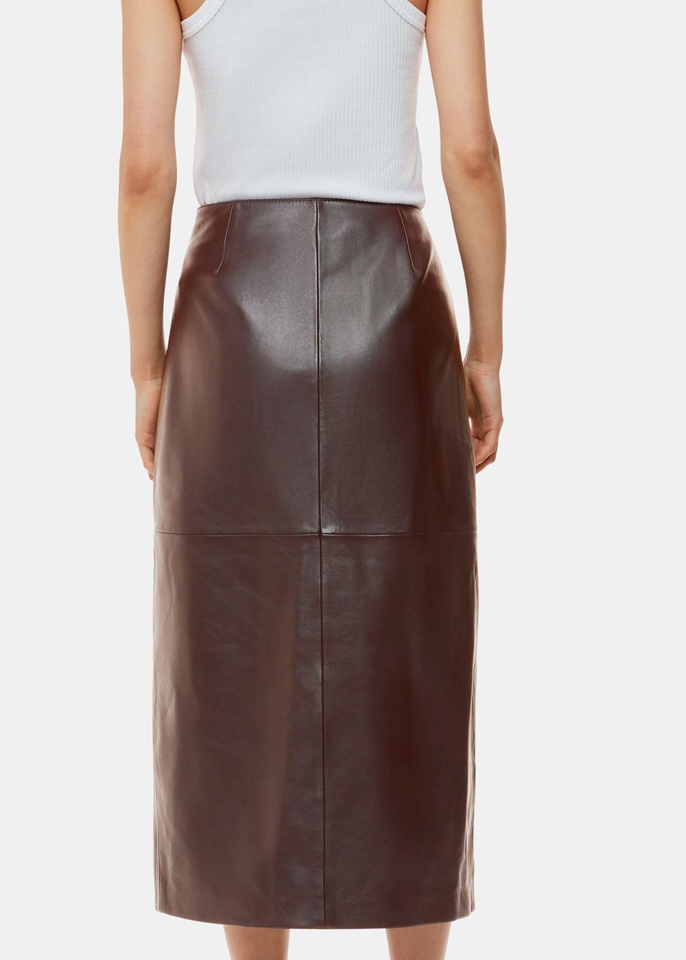 Whistles Josie Wrap Leather Skirts Chocolate | US-68371LQEU