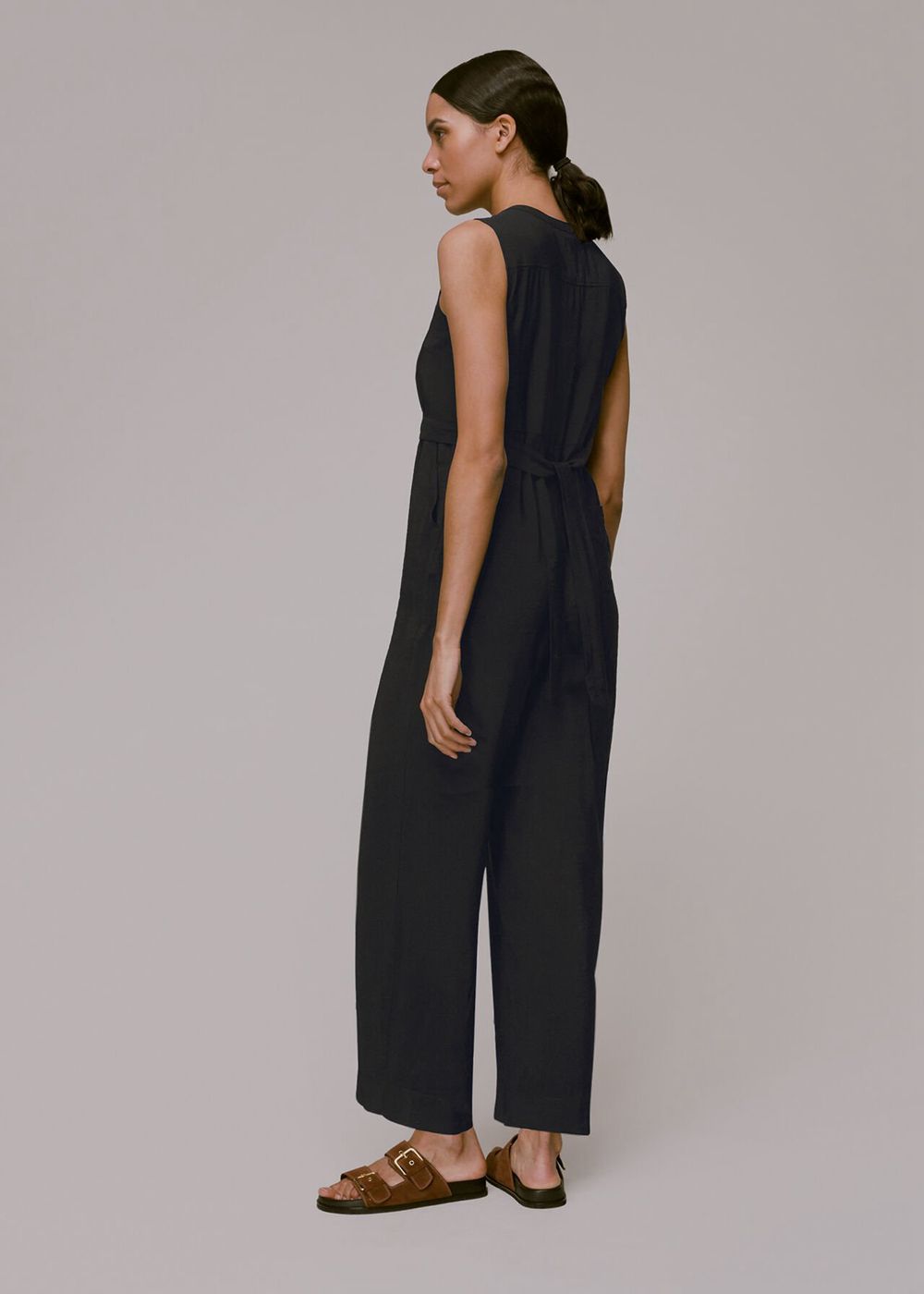 Whistles Josie Zip Front Jumpsuit Black | US-94658WLJG