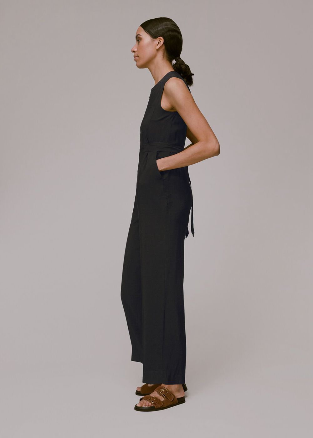 Whistles Josie Zip Front Jumpsuit Black | US-94658WLJG