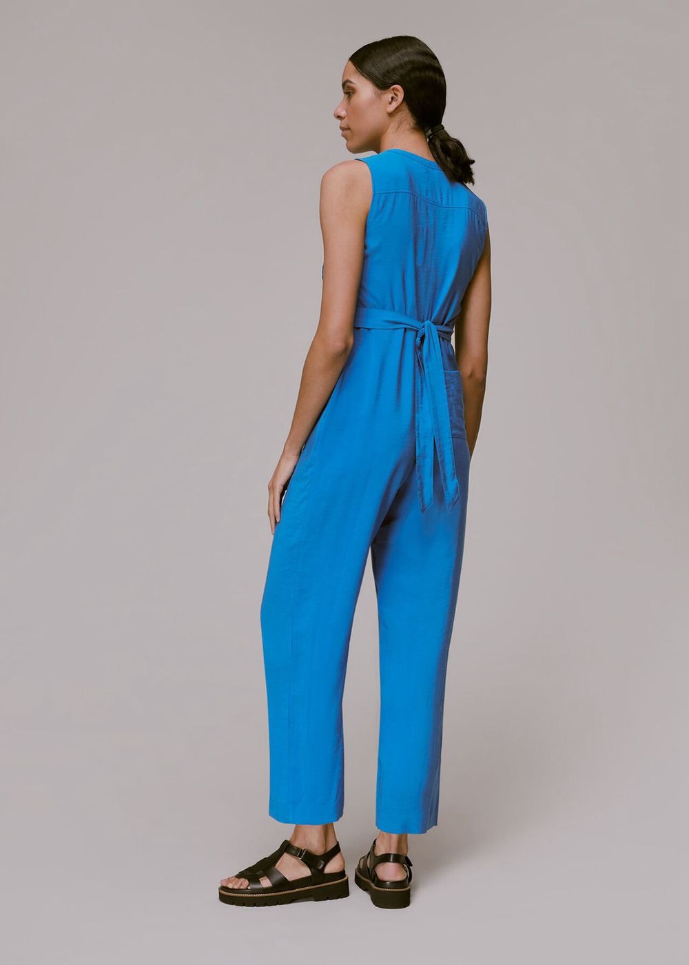 Whistles Josie Zip Front Jumpsuit Blue | US-07218OQTG