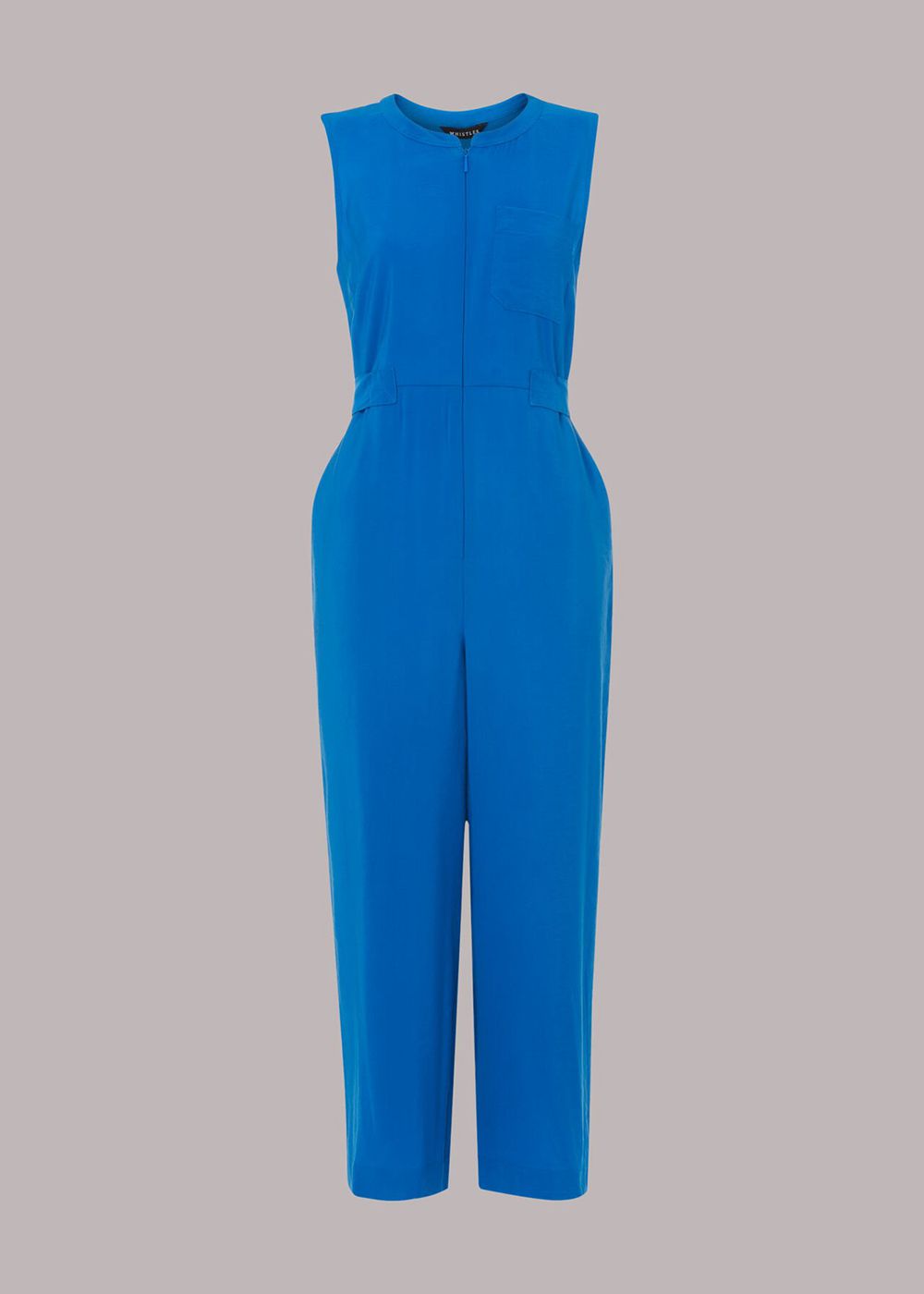 Whistles Josie Zip Front Jumpsuit Blue | US-07218OQTG