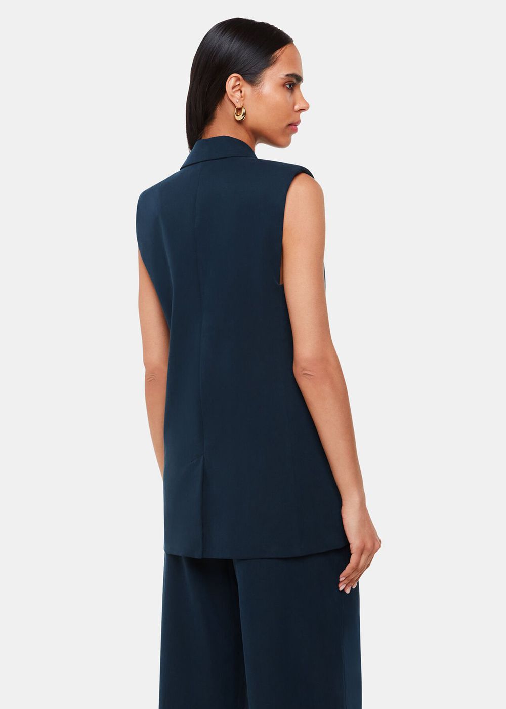 Whistles Joss Sleeveless Blazer Navy | US-41328MOXR