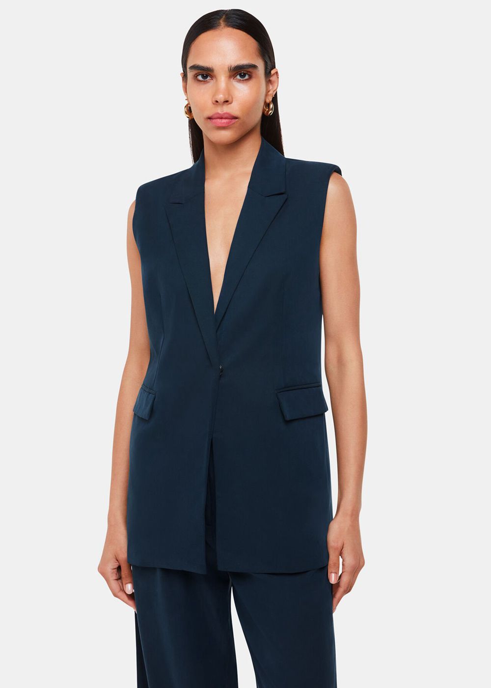 Whistles Joss Sleeveless Blazer Navy | US-41328MOXR