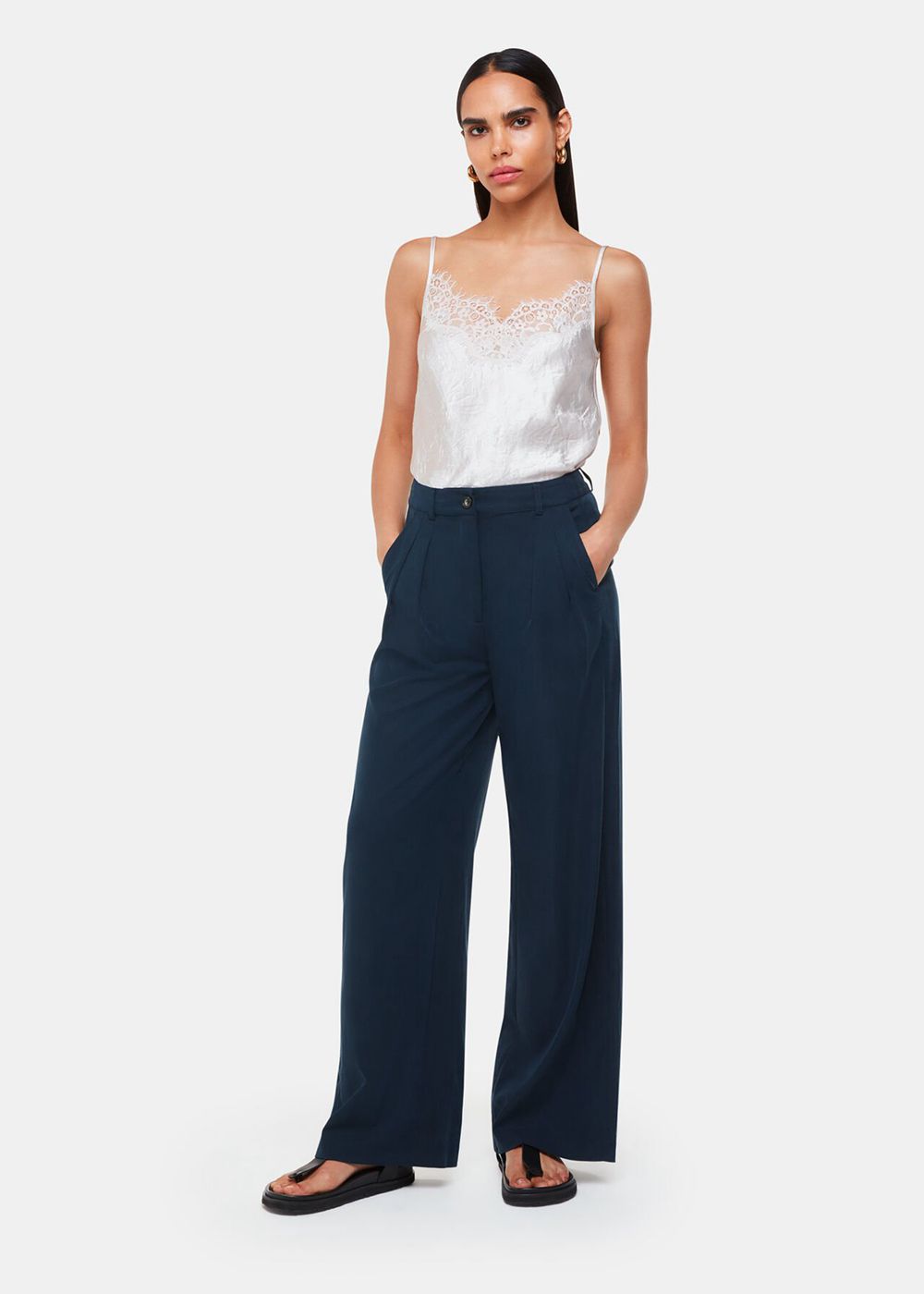 Whistles Joss Tailored Pants Navy | US-67815IDEV