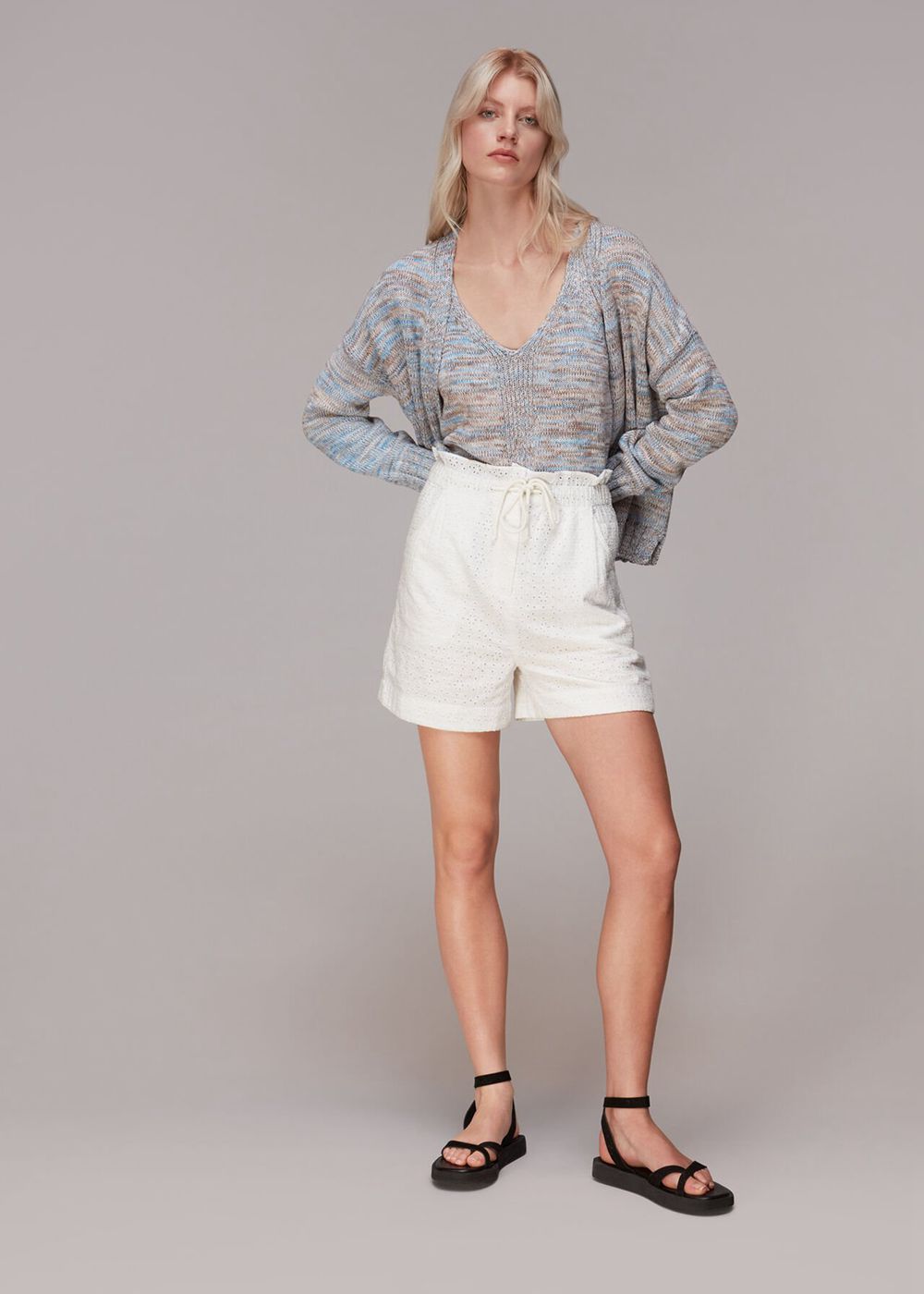 Whistles Jules Broderie Shorts White | US-24785TKWL