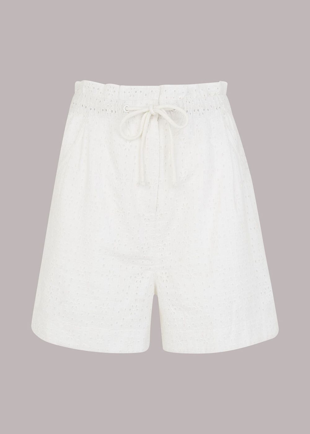 Whistles Jules Broderie Shorts White | US-24785TKWL