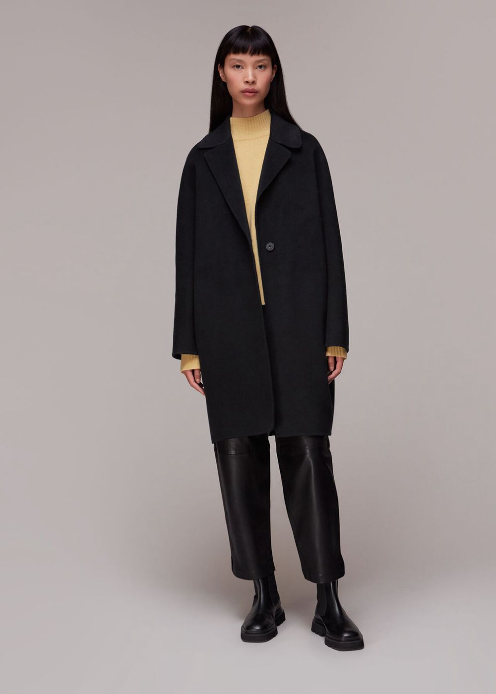 Whistles Julia Double Faced Coat Black | US-25470CDOH